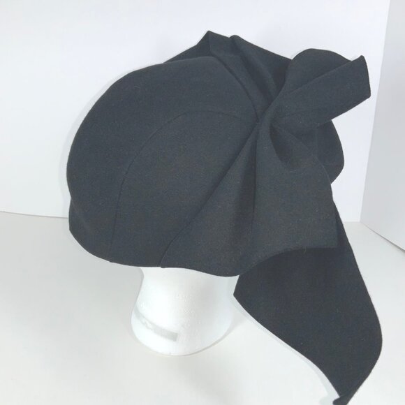 Vintage 40s G Howard Hodge Black Felt Hat w/ Oversized Bow – Classic Dress Style main image 7